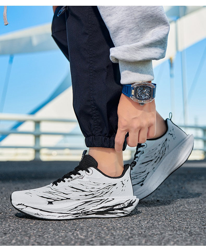 Fluorescence  Running Shoes Carbon Board Marathon Men Sports Lightweight Women's Comfortable Athletic Nonskid Sneakers Casual