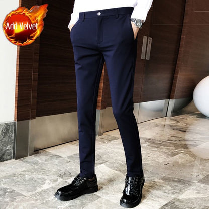 Fluid Tressed Man Suits Pants Black Office Slim Fit Trousers for Men Work Draped Clothes Offer Chinese Homme Spring Thin Casual