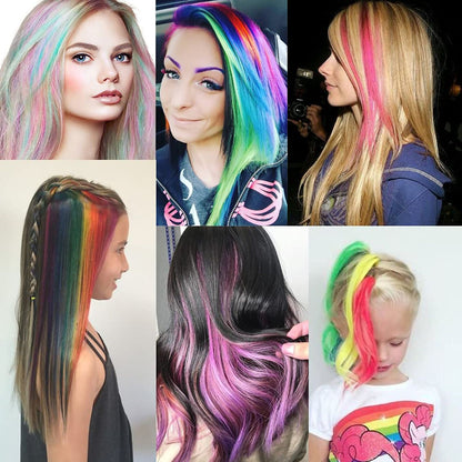 Extensões de Cabelo que Brilham no Escuro de 20 Polegadas com Presilha, Apliques Luminosos Coloridos para Festa, Presilhas de Cabelo Arco-Íris, Peruca Sintética Lisa