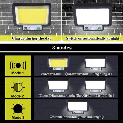 117 COB Solar Wall Lamp Motion Sensor Led Solar Lights 3 Modes with Remote Control Outdoor Waterproof Lamp for Garden Yard Decor