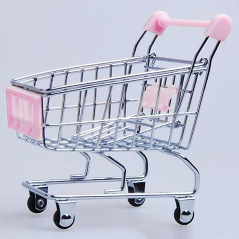 Mini Supermarket Shopping Trolley Cart Desktop Model Children's Toys Home Decoration Miniature