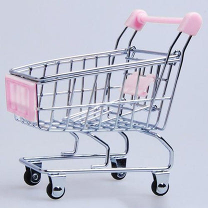 Mini Supermarket Shopping Trolley Cart Desktop Model Children's Toys Home Decoration Miniature