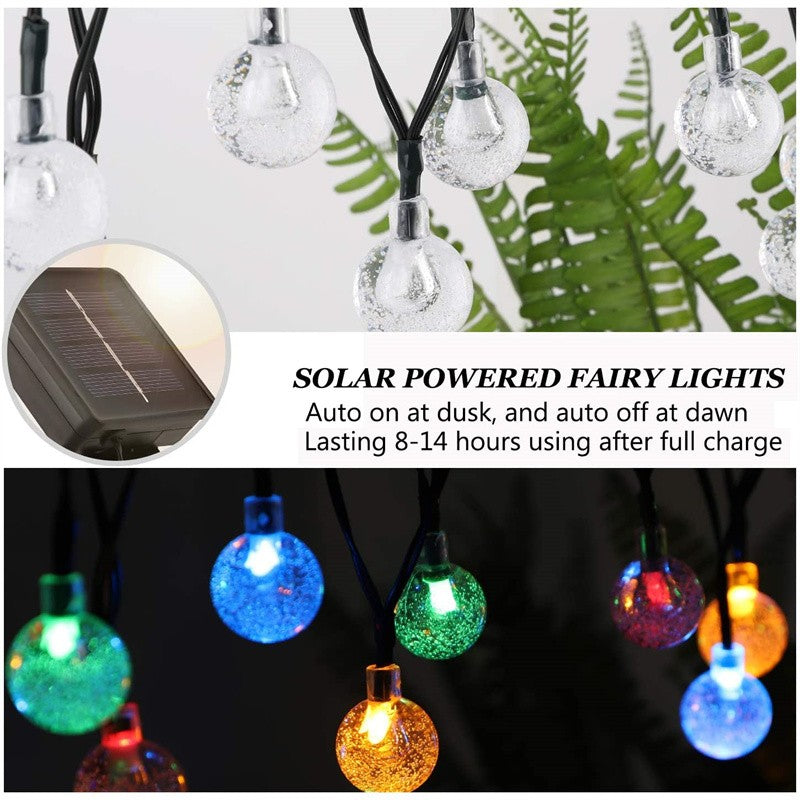 5-22M Solar String Lights Outdoor 200 Led Crystal Globe Lights Waterproof Solar Festoon Fairy Light For Garden Christmas Decor