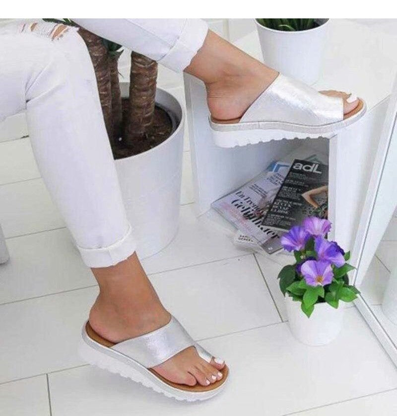 Women Shoes Sandals Orthopedic Corrector Ladies Sandals Flats Soft PU Leather Shoes Woman Sandals Flip Flops Sapato Feminino