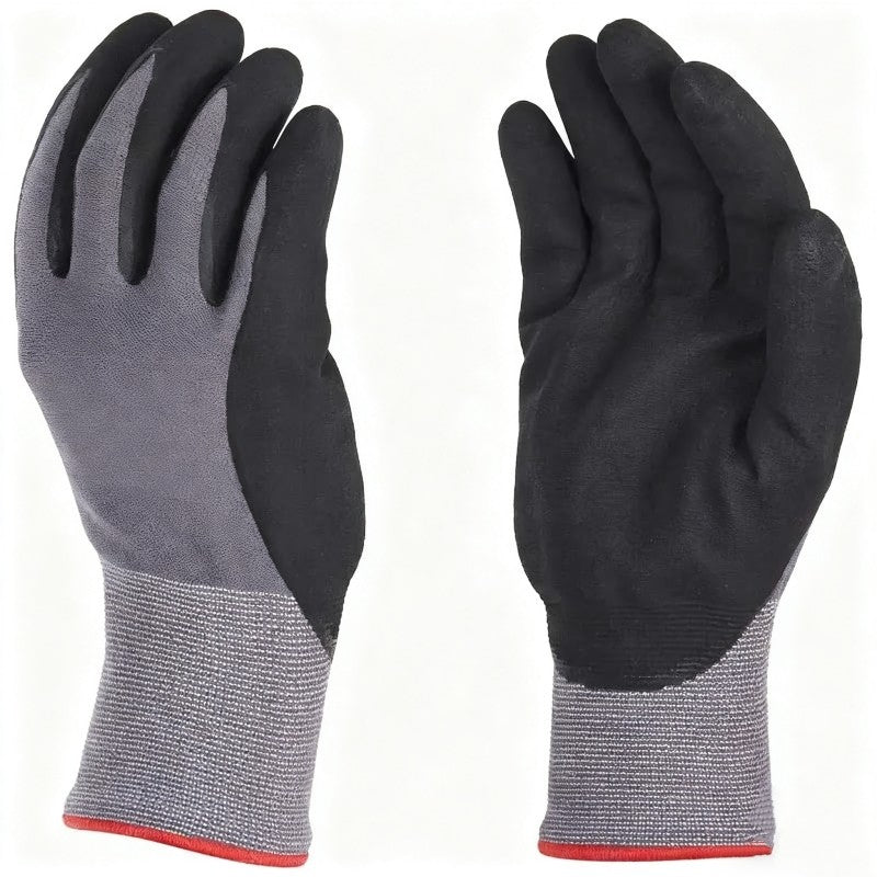 12 PARES de Luvas de Segurança para Trabalho com Revestimento de Nitrila 15G Luvas de Tricô Sem Costura com Microespuma para Homens Construção Pintura Industrial