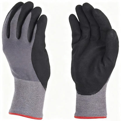 12 PARES de Luvas de Segurança para Trabalho com Revestimento de Nitrila 15G Luvas de Tricô Sem Costura com Microespuma para Homens Construção Pintura Industrial