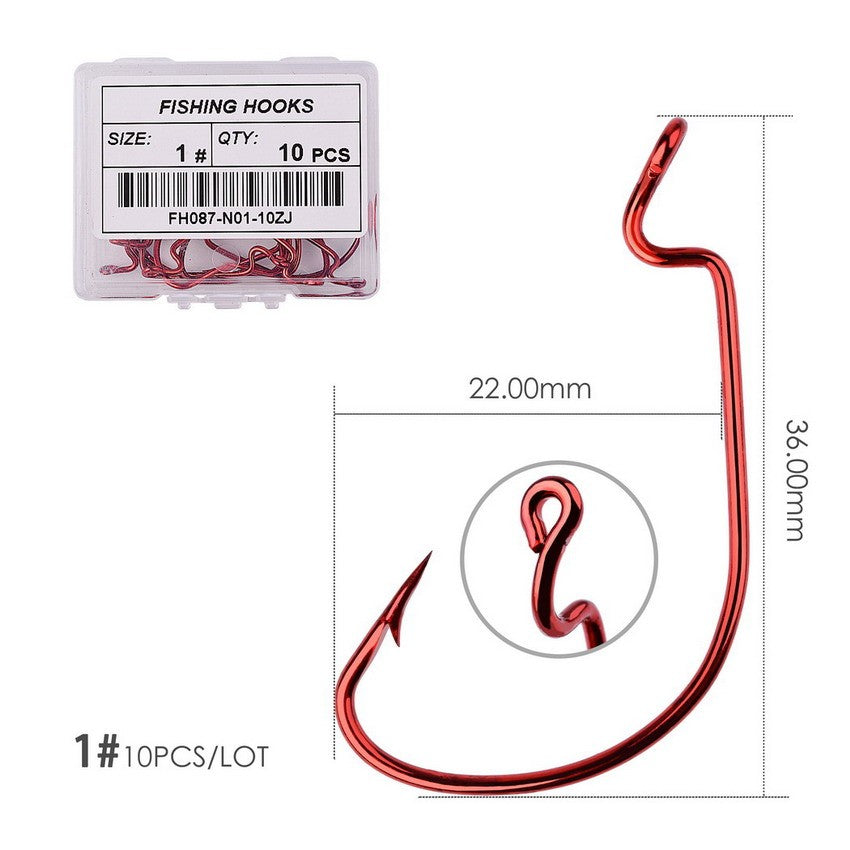 10 pçs/caixa Anzol Offset 8# - 5/0# anzol crank para isca soft worm anzol crankbait pesca acessórios pesca anzóis