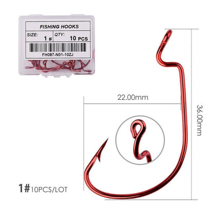 10 pçs/caixa Anzol Offset 8# - 5/0# anzol crank para isca soft worm anzol crankbait pesca acessórios pesca anzóis