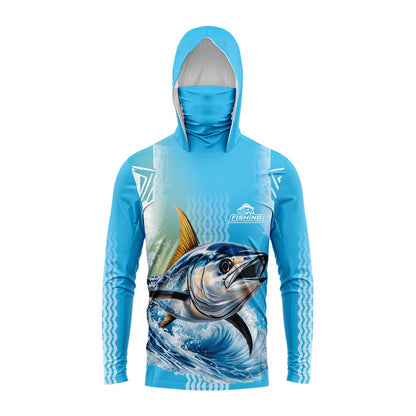 Roupas de Pesca Masculinas Camisa de Pesca com Capuz Manga Longa Camiseta de Pesca com Proteção UV
