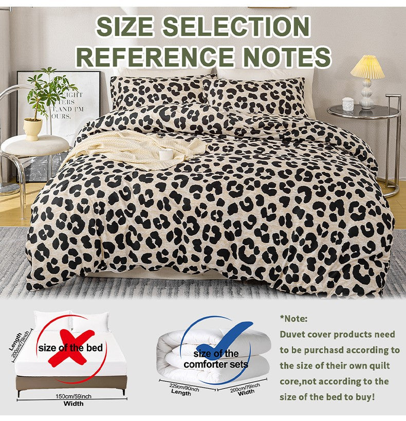 3pcs Leopard Print Duvet Cover Set, Soft Skin-Friendly Bedding Set Includes 1 Duvet Cover And 2 Pillowcases
