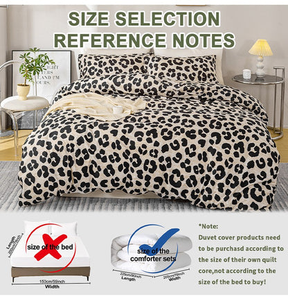 3pcs Leopard Print Duvet Cover Set, Soft Skin-Friendly Bedding Set Includes 1 Duvet Cover And 2 Pillowcases