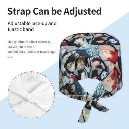 Custom S-Satorues G-Gojoes Cartoon Scrubs Cap Surgical Hats Women Men Skilled Operating Room Cap Operator Hats Lab Works Hat