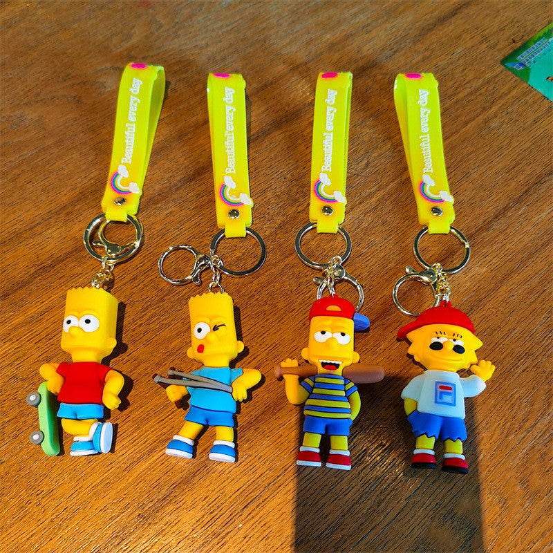 Chaveiro Os Simpsons Desenho Animado Silicone Pingente Chaveiro Mochila Enfeite Moda Casal Chaveiro Carro Jóias Acessórios Presentes