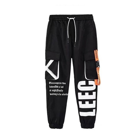 Men Casual Cargo Pants Male High Street Waist Drawstring Loose Multi Pocket Pants Fashion Straight Leg Comfortable Pants