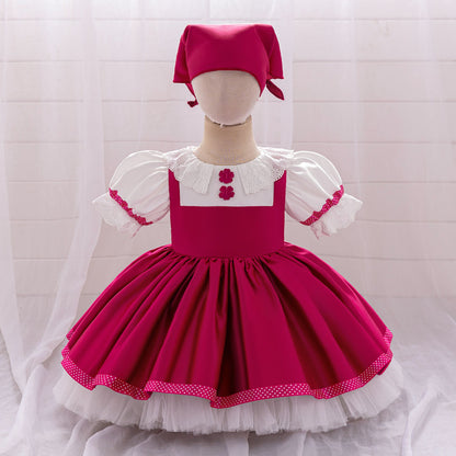 Masha and Bear Maid Costume for Baby Girls Lolita Christmas Costumes 1st Birthday Party Princess Dresss Bow Wedding Kids Clothes