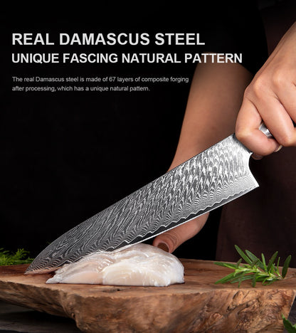 XITUO Conjunto de Facas de Cozinha de Aço Damasco de 1 a 9 Peças Inclui Faca do Chefe, Faca de Pão, Cutelo, Faca Santoku, Faca Nakiri para Desossar
