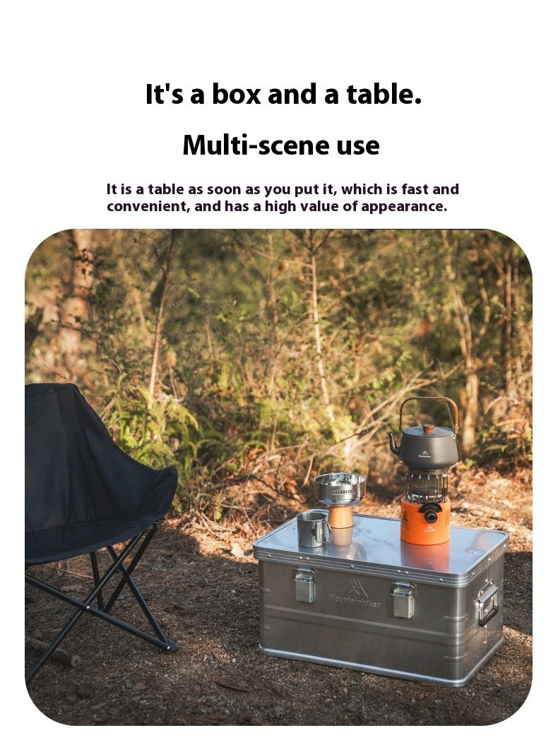 MOUNTAINHIKER Outdoor Storage Box Camping Picnic Travel Aluminum Alloy Large Capacity Box Silver Storage Bag 30-80L