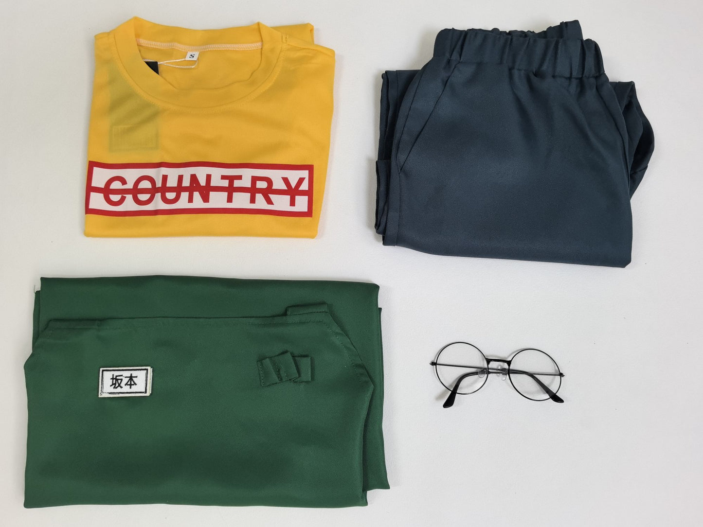 Anime Sakamoto Days Taro Sakamoto Cosplay Costume Yellow Retired T-Shirt Green Apron Glasses Halloween Party Suit For Men