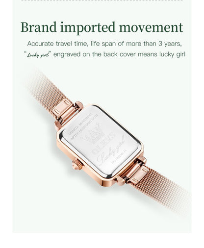 OLEVS 6624 Original Women Watch Luxury Top Green Square Waterproof Clock Fashion Elegant Brand Women Quartz Watch Reloj Mujer