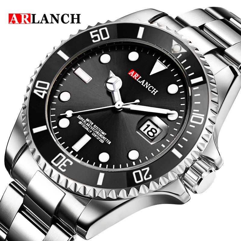 Business Stainless Steel Watch 40mm Classic Red Blue Circle Diving Series Magnifying Glass Calendar Quartz Watches montre homme