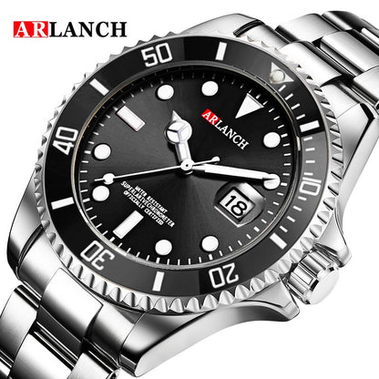 Business Stainless Steel Watch 40mm Classic Red Blue Circle Diving Series Magnifying Glass Calendar Quartz Watches montre homme