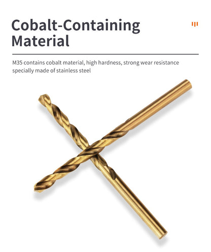 Broca Helicoidal de Cobalto HSS M35 Jogo de Ferramentas Acessórios para Perfuração de Metal Aço Inoxidável