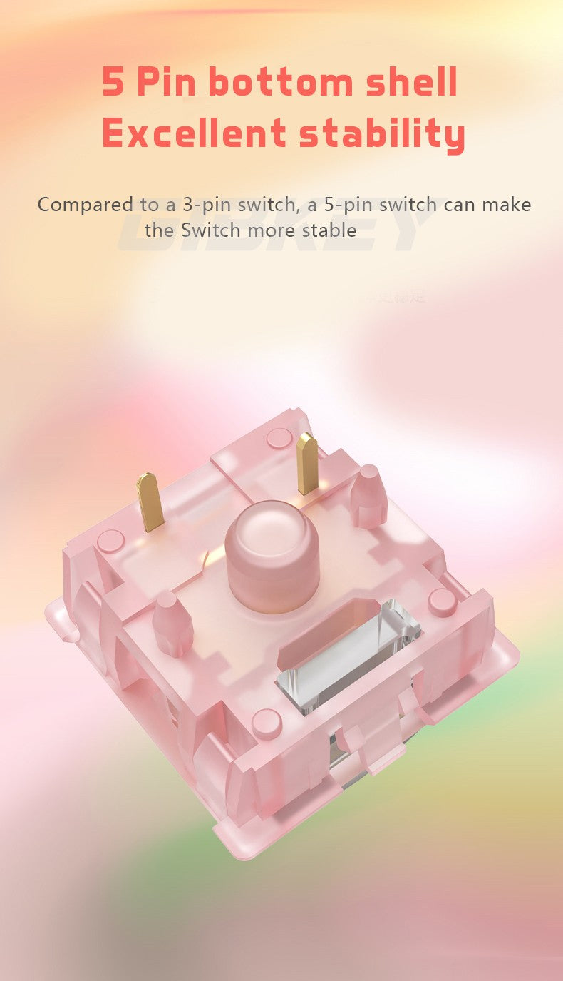 Switch Outemu Silent Peach V3 Lubrificado Mute Lemon V3 Switches Teclado Mecânico Linear Tátil 5 Pinos Hot swap Pré-lubrificado PA66 POM