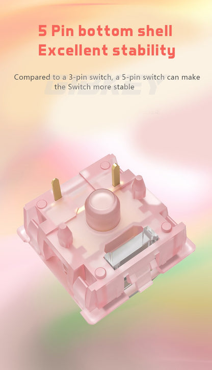 Switch Outemu Silent Peach V3 Lubrificado Mute Lemon V3 Switches Teclado Mecânico Linear Tátil 5 Pinos Hot swap Pré-lubrificado PA66 POM
