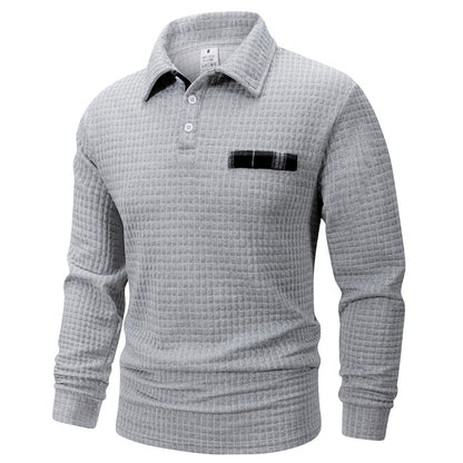 Autumn Knitted Jacquard Grid Polo Pullover Men Solid Color Casual Long Sleeved Sweatshirts Male Daily Warm Turtleneck Streetwear