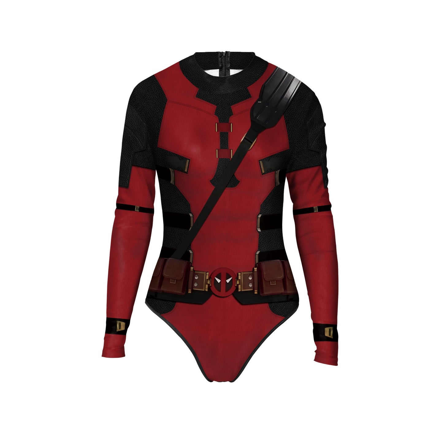 Zawaland Adult Superhero Deadpool Wolverine Print Long Sleeve Party Jumpsuit Cosplay Costume Halloween Party Zentai Bodysuit