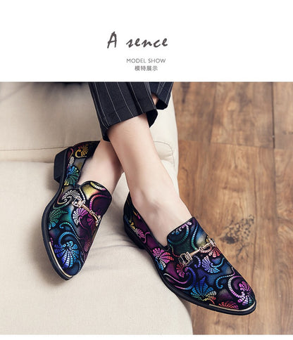 Spring Business Men Shoes Gold Blue Adult Dress Footwear Slip-on Man Party Formal Shoes Plus Size Casual Shoes For Mens Zapatos