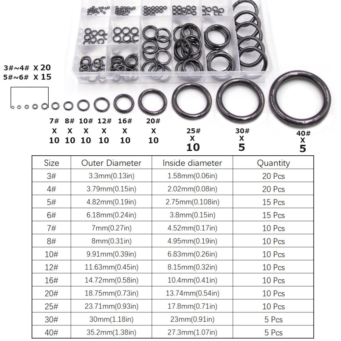 Anel Guia de Vara de Pesca 10pçs~100pçs Resistente ao Desgaste Cerâmica Kit de Reparo de Vara Anel Alconite Preto 6mm~47.3mm