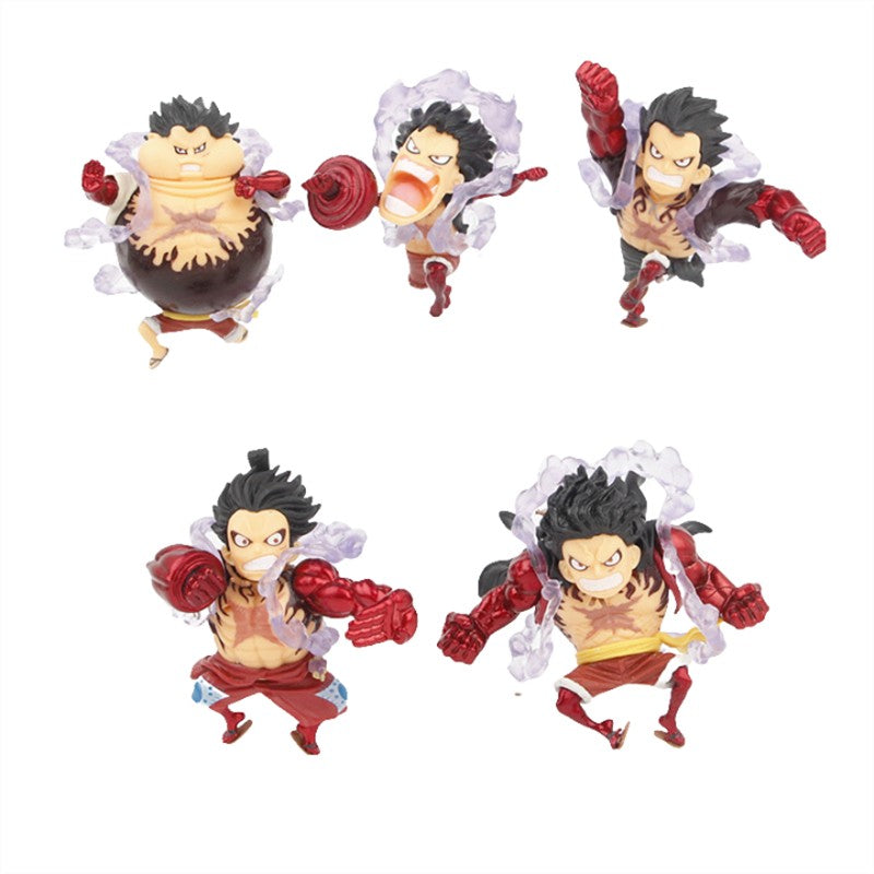 5 peças/conjunto Q Versão Anime One Piece Gear 4 Luffy Action Figure Elastic Man Estátua Fofa Modelo PVC Brinquedos Coleção Presentes Infantis