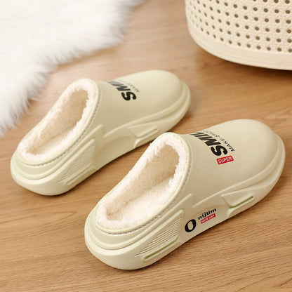 New Winter Men Warm Slippers Cotton Slippers Outdoor Indoor Cotton Shoes Waterproof Mens Comfortable Home Bedroom Plush Slippers