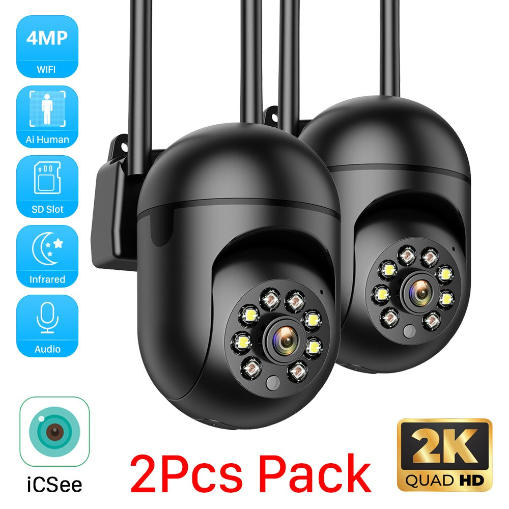 2pcs-Pack iCSee 5MP Mini PTZ WiFi IP Camera with AI Human Detection Color Night Vision for Outdoor Video Surveillance 4MP 2MP