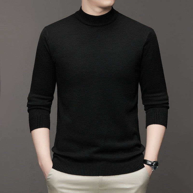 Half Turtleneck Knitwear Sweater New Autumn/Winter Mock Neck Sweatshirts Solid Color Pullovers Man Brand Casual Mens Clothing