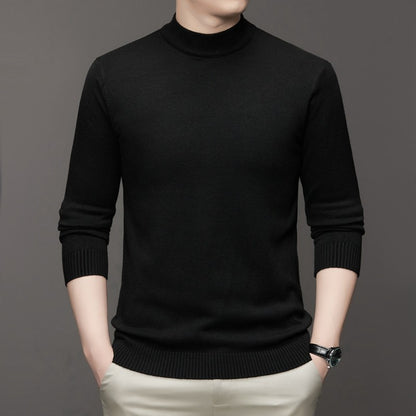 Half Turtleneck Knitwear Sweater New Autumn/Winter Mock Neck Sweatshirts Solid Color Pullovers Man Brand Casual Mens Clothing
