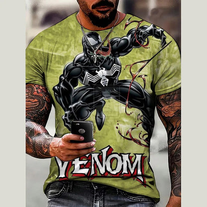 Avengers: Marvel Heroes Short Sleeve Printed T-shirt for Men, Spider Man Venom Role Playing Costume Top for Men