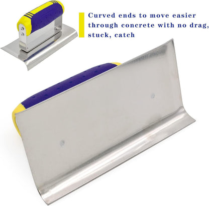 Conjunto de 2 peças de ferramentas para concreto, plaina e sulcador de mão de aço inoxidável, kit de ferramentas de acabamento para gesso e cimento