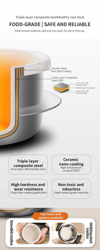 0.8-2L Outdoor Camping Small Pressure Cooker 304 Stainless Steel Portable Rice Cooker for Kitchen Cooking Tool Pressure Cooker