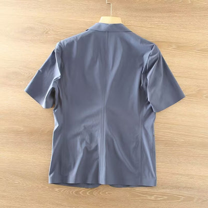 Summer lightweight slim fit ice silk mini suit men's mid sleeve thin style single west short sleeved casual suit jacket MH106