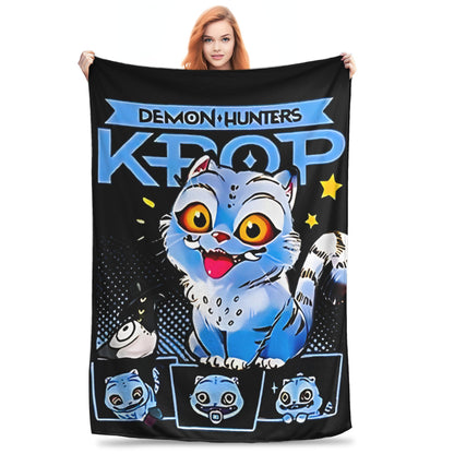 Kpop Demon Hunters Zoey Huntrix Blankets  Plush Vintage Soft Throw Blankets for Bedspread Summer,