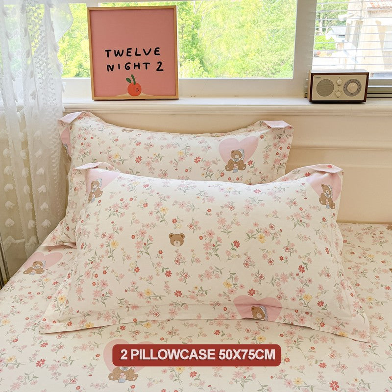 Bedding Set 100% Cotton Duvet Cover Set 3pcs Twin/Full Cartoon Print | Hypoallergenic, 1 Duvet Cover 2 Pillowcases, No Shrink