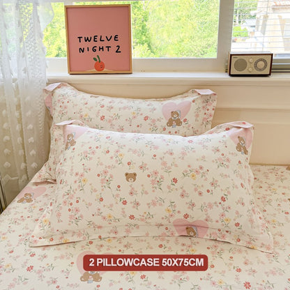 Bedding Set 100% Cotton Duvet Cover Set 3pcs Twin/Full Cartoon Print | Hypoallergenic, 1 Duvet Cover 2 Pillowcases, No Shrink