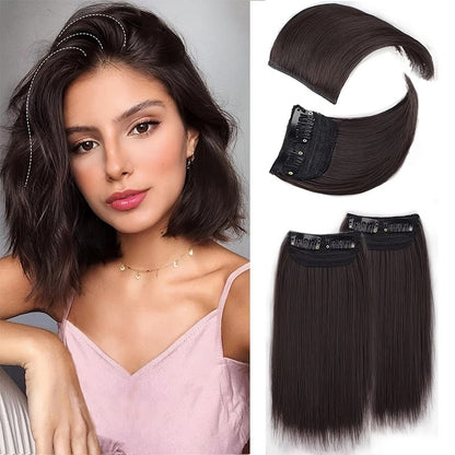 2 unidades de presilha de cabelo sintética, clipe único sem costura, almofada de cabelo artificial, extensões de cabelo natural, postiços para mulheres