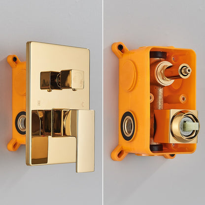 Golden Shower Faucets Set 2-Ways Rainfall Shower System Wall Mounted Shower Head Bathroom Bathroom Tap Shower Mixers Concealed