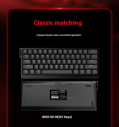 Teclado Gamer Switch Magnético MADLIONS MAD 60/68HE Com Fio Drive Web Custom 8K 61/68 Retorno RT Ajustável Hot Swap