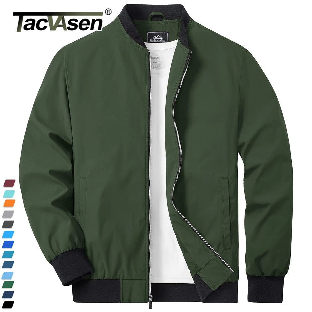 TACVASEN Lightweight Spring Windbreaker Mens Bomber Jackets Outdoor Basketball Jakcets Sportswear Coats With Pocket Casual Tops