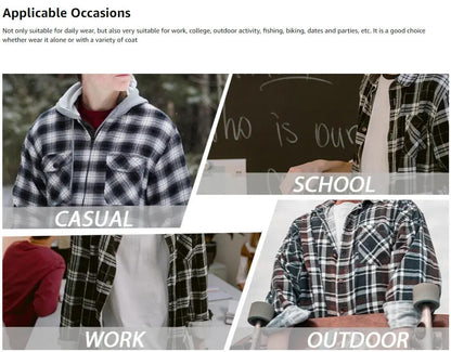 TACVASEN Oversize Lightweight Shirt Jacket Button Down Cotton Plaid Shirts Mens Long Sleeve Streetwear Flannel Shirts W/ Pockets