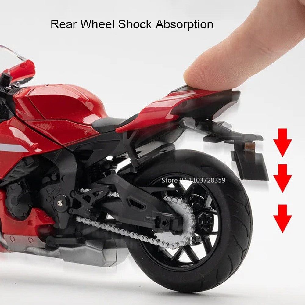 1:12 R1M R1 Modelo de Moto Brinquedos Liga Fundida Motocicletas em Miniatura Som Luz Amortecimento Simulação Motocicletas Presentes